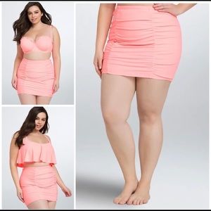 Torrid Ruched High Waist Skirt Swim Bottom Peach